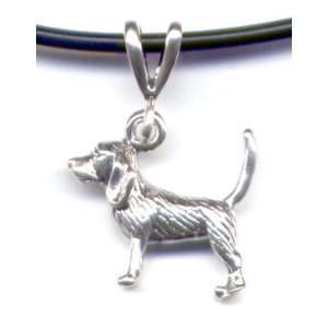    Beagle Black Cord Necklace Sterling Silver Jewelry 