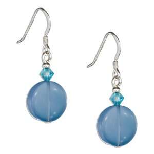   Blue Austrian Crystal and Synthetic Light Blue Chalcedony Earrings