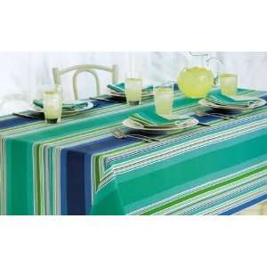   Outdoor Tablecloth Umbrella Hole  Blue Summer Stripe