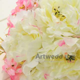 Vibrant Silk Yellow Pink Carnation Organza Wrapped Wedding Bouquet 
