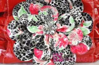NEW~ The Original 3 Zipper Leopard Flower Shoulder Tote Bag Purse