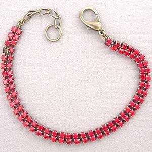 Rich Red 2 Strand Pet Necklace  Finish ANTIQUE BRASS  Size 18 INCHES 