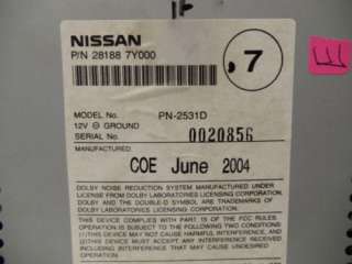 04 05 Nissan Maxima Radio Tape CD Player 28188 7Y000  