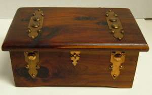 Vintage Cedar Chest Jewelry Trinket Sewing Box Hinged 9 1/2” x 5 3/4 
