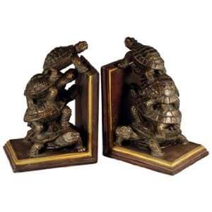  Set of Two Bronze Turtle Bookends
