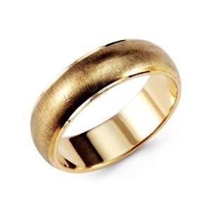    Brushed 14k Yellow Gold Wedding Band Anniversary Ring Jewelry