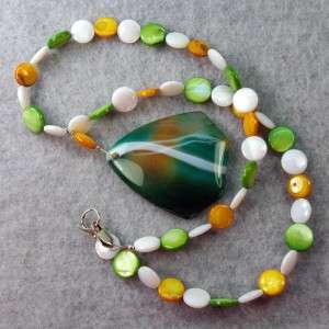 Healing Agate & Mother of Pearl Chakra Necklace  