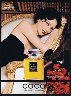 1996 Chanel Coco Perfume Bottle Shalom Harlow Print Ad  