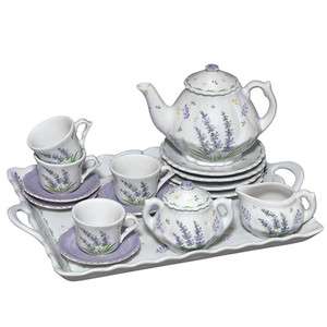   DeluxeTea Set For 4 Lavender Large Childs Sz Includes Tray & Spoons