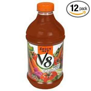 Campbells V 8 Hot N Spicy Juice, 46 Ounce Plastic Bottles (Pack of 12)
