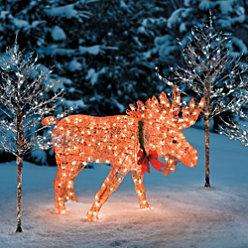 Outdoor Holiday Christmas Lighted ANIMATED MOOSE Yard Art Decoration 