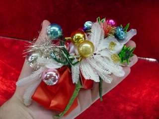 PAIR Vintage 1960s CHRISTMAS CORSAGES Pins BROOCHES Plastic Balls 