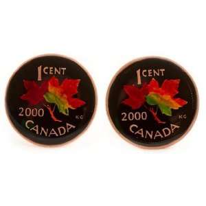  Canadian Maple Leaf Coin Cufflinks   Hand Painted by Cuff 