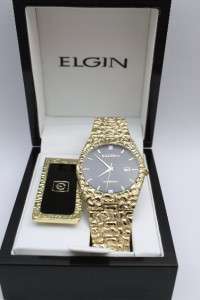 New Elgin Men Diamond Date Watch / Money Clip FG1040ST  