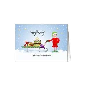 Christmas Card from Catering Company Elf  Sled Food Customizable Text 