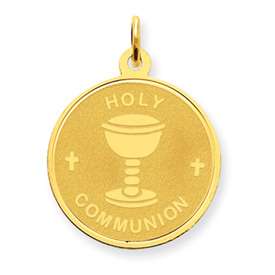 14k Yellow Gold Holy Communion Chalice Cup Disc Charm  