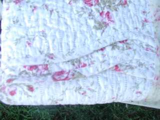   French Durham  Abbey Rose Quilt Pink Red Roses on White  King  
