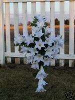 Silk White Lilies Easter Cross Memorial Sympathy Cascading Flower 