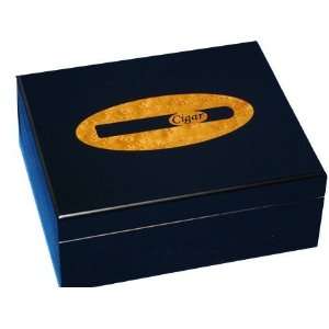   BLACK CIGAR INLAY HUMIDOR 50 Capacity CIGARS HUMIDORS