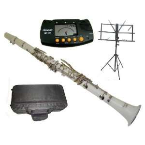  Merano B Flat White Clarinet with Case+Metro Tuner+Music 