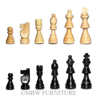 Solid Wood Sand/Black Staunton Chess Game Pieces (32)  
