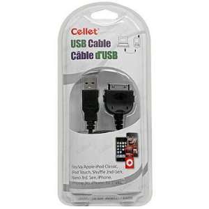 Black USB Data Cable For Apple iPhone 3G S, iPod Classic, & iPod nano 