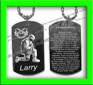SOLDIERS PRAYER ENGRAVED SILVER RHODIUM DOG TAG +NAME  