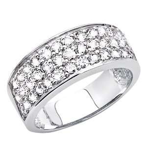   White Gold Round Cluster CZ Cubic Zirconia Wedding Band Ring   Size 4