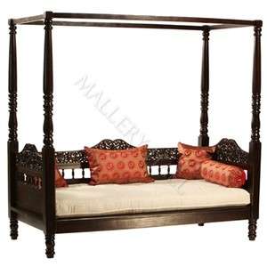 Unique Carved Canopy Daybed Settee Chaise Bed  