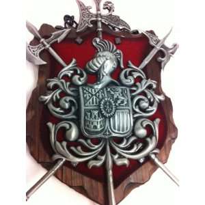 New Made in Spain Collectible Brass Knight Castle Sign Arms Armory 