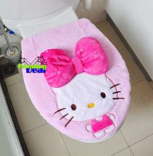 Cute Hello Kitty Bow knot Toilet Seats & Toilet Lid Cover Pink  