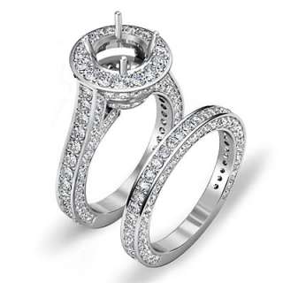 Vintage Diamond Pave Ring Bridal Set Platinum 7sz  