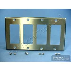 Cooper ANTIMICROBIAL 4 Gang Stainless Steel Decorator Wallplate Cover 