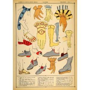 1922 Pochoir Renaissance Costume French Shoes Gloves   Orig. Print 