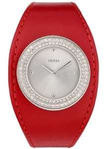  Womens White Crystal Red Leather Watch by Guess Guess Watches