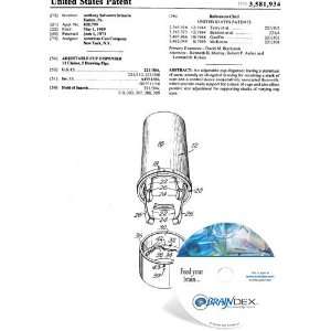    NEW Patent CD for ADJUSTABLE CUP DISPENSER 