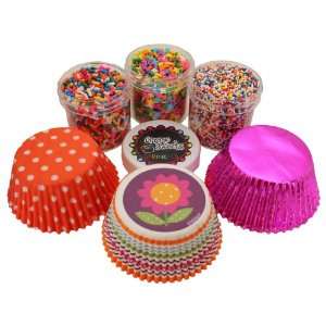   Flowers Cupcake Kit by Crispie Sweets   Sprinkles and Baking Cups Set