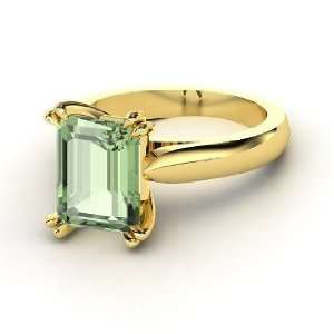   Ring, Emerald Cut Green Amethyst 14K Yellow Gold Ring Jewelry