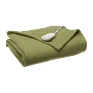   Vine Green Fleece Electric Heated Throw Blanket 027045717380  
