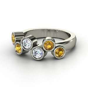    Confetti Ring, Platinum Ring with Diamond & Citrine Jewelry