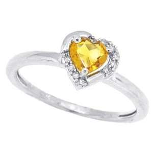  0.62ct Citrine Diamond Heart Ring in 10Kt White Gold 5 