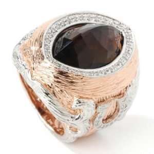 14K Rose Gold Smoky Quartz & Diamond Ring Jewelry
