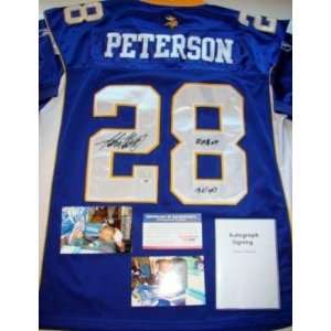  Adrian Peterson Autographed Jersey   ROY 07 1341 YDS PSA 