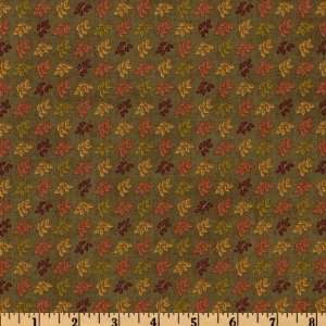  44 Wide Back Country Autumn Leaves Green Fabric By The 