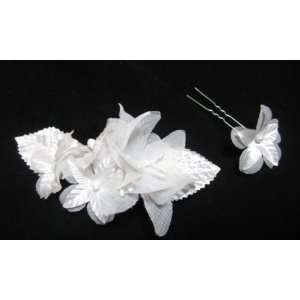 Bright White Bridal Hair Flower Set Beauty