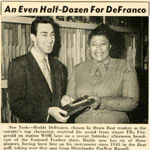  1951 Print Buddy DeFranco Clarinet Award Fitzgerald 