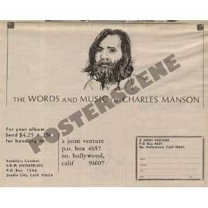  Charles Manson Newspaper LP Promo Ad 1970