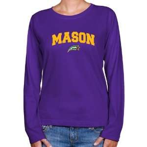 George Mason Patriots Ladies Purple Logo Arch Long Sleeve Classic Fit 