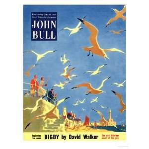 John Bull, Holiday Beaches Seagulls Magazine, UK, 1953 Premium Poster 