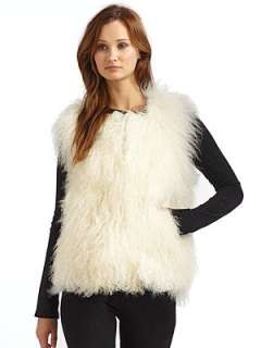 525 america   Mongolian Lamb Fur Vest/White    
